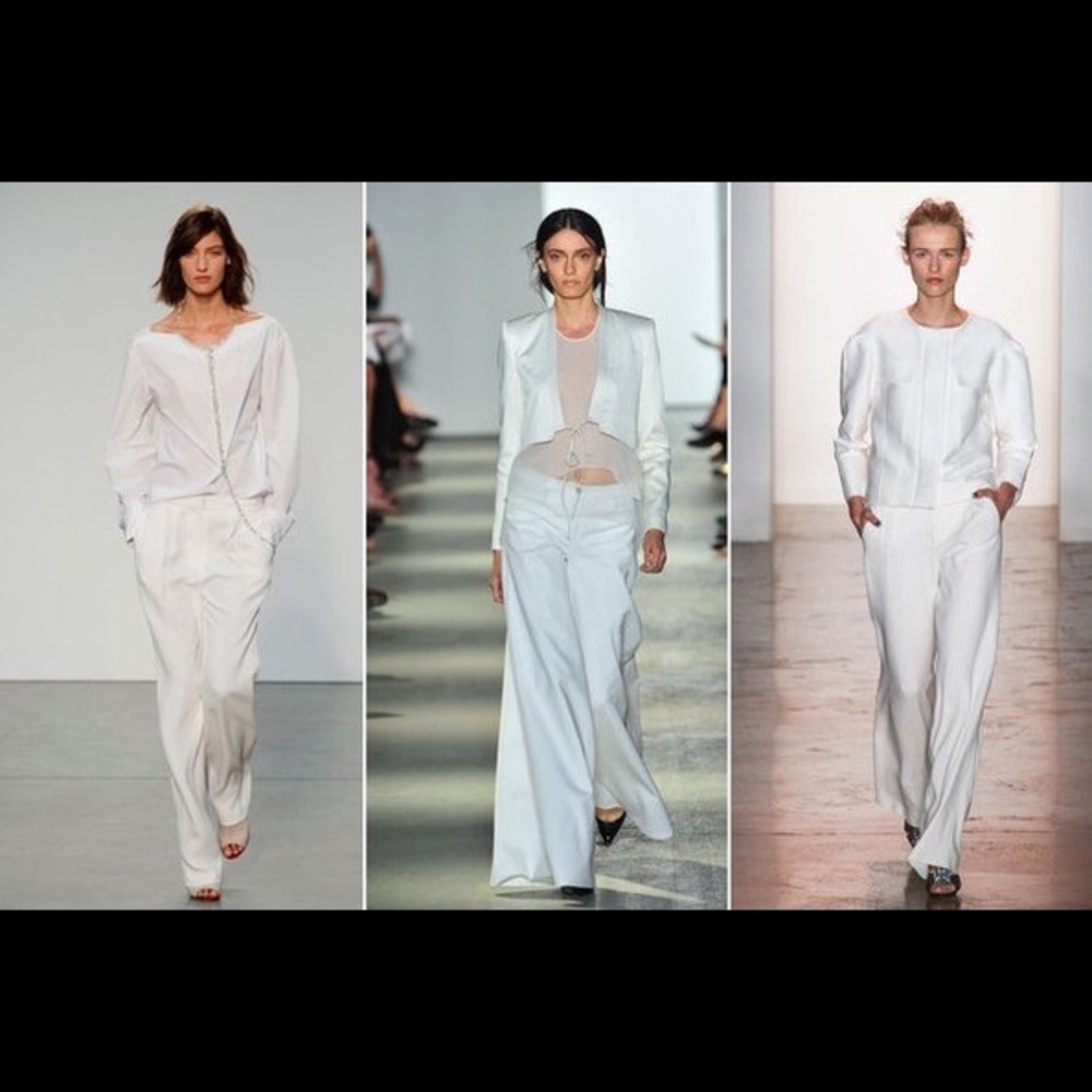 Designer white wide pants with Zipper